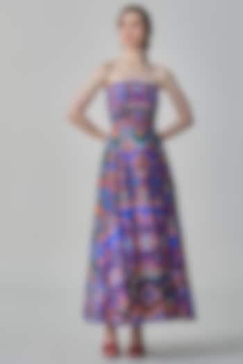 Multi-Colored Cambric Ikat Printed Maxi Dress by Saaksha & Kinni at Pernia's Pop Up Shop