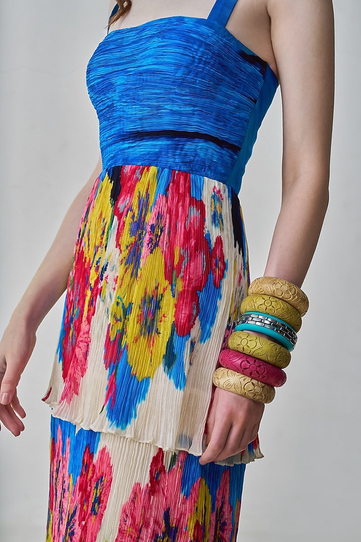 Multi-Colored Chiffon Floral Printed Tiered Maxi Vacation Dress by Saaksha & Kinni at Pernia's Pop Up Shop