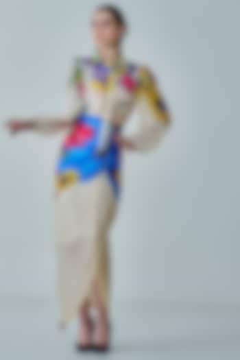 Ivory & Multi-Colored Cotton Silk Floral Printed Skirt Set by Saaksha & Kinni at Pernia's Pop Up Shop