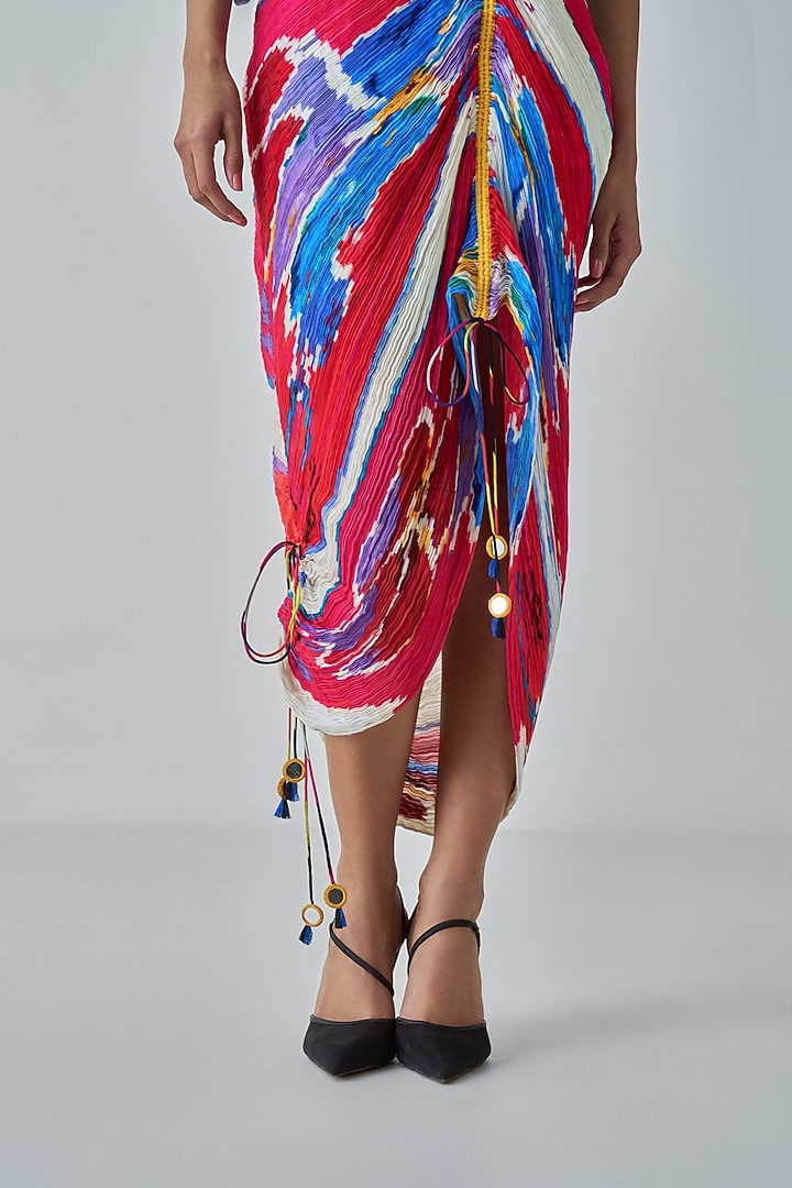 Pink & Red Cotton Silk Ikat Printed Kaftan Style Midi Dress by Saaksha &  Kinni at Pernia's Pop Up Shop 2026