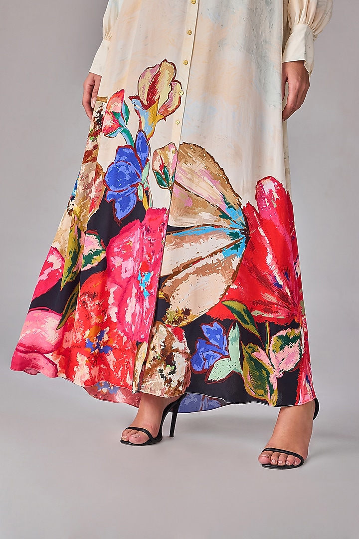 Multi-Colored Crepe Floral Printed Vacation Shirt Dress by Saaksha & Kinni at Pernia's Pop Up Shop