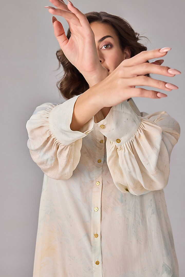 Multi-Colored Crepe Floral Printed Vacation Shirt Dress by Saaksha & Kinni at Pernia's Pop Up Shop