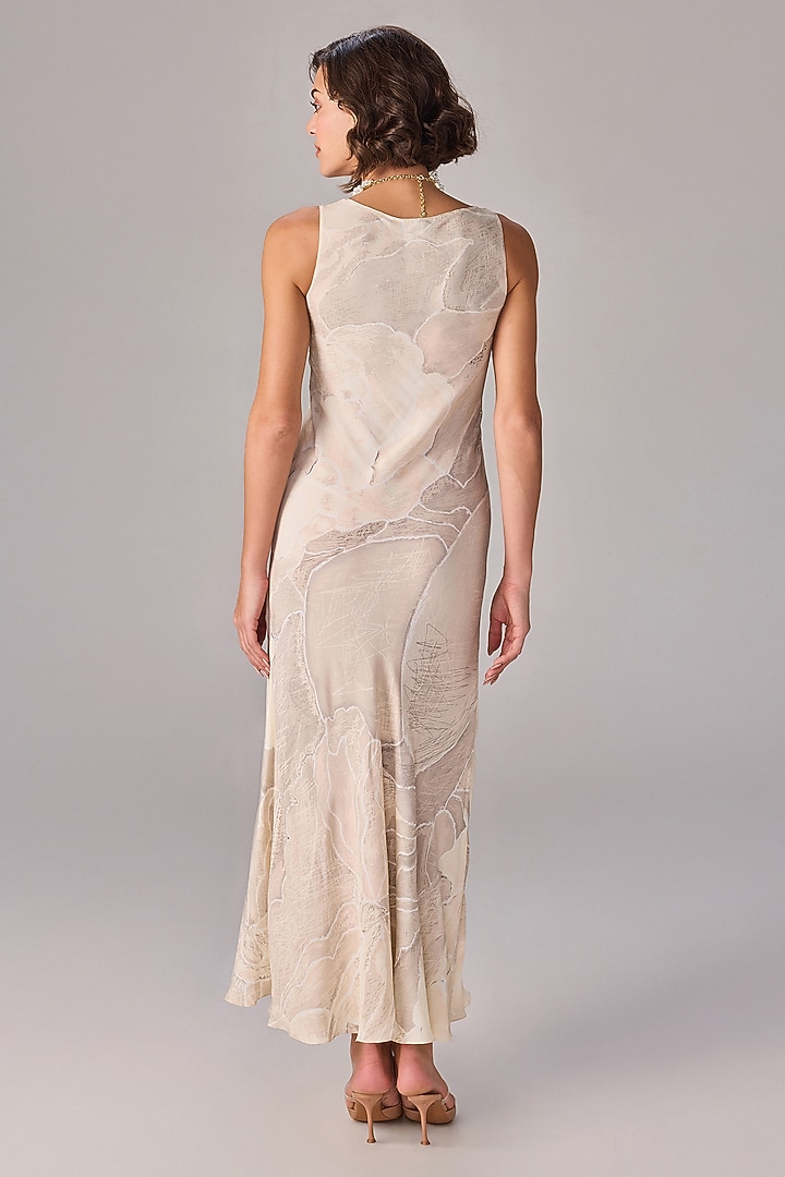 Ivory Crepe Floral Printed Maxi Summer Dress by Saaksha & Kinni at Pernia's Pop Up Shop