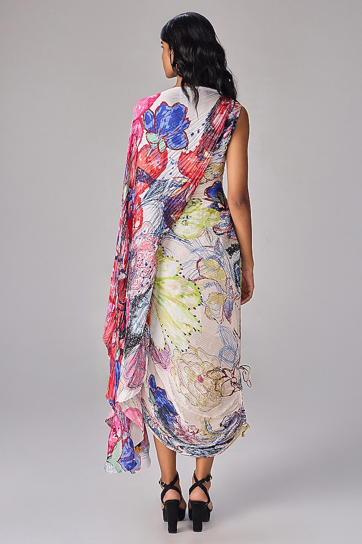 Multi-Colored Poly Florence Chiffon Abstract Floral Printed Kaftan Vacation Dress by Saaksha & Kinni at Pernia's Pop Up Shop