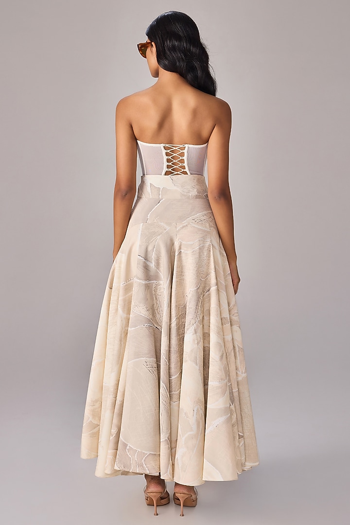 Ivory Crepe High-Waisted Maxi Skirt Set by Saaksha & Kinni at Pernia's Pop Up Shop