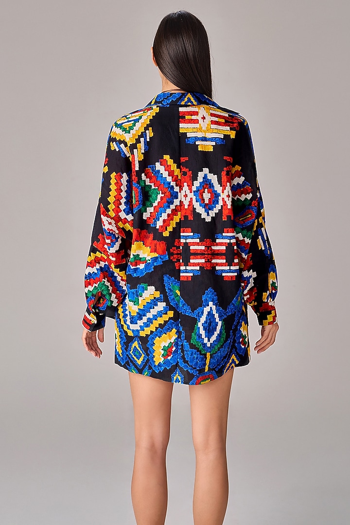 Multi-Colored Chiffon Aztec Printed Co-Ord Set by Saaksha & Kinni at Pernia's Pop Up Shop