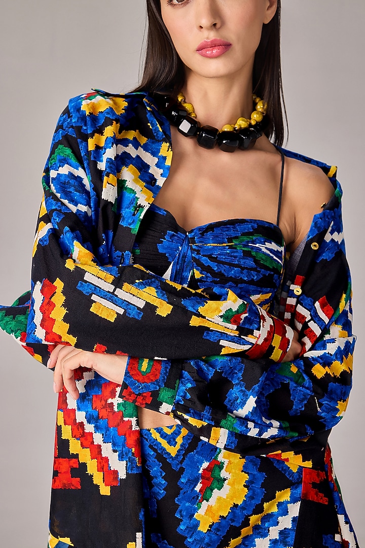 Multi-Colored Chiffon Aztec Printed Co-Ord Set by Saaksha & Kinni at Pernia's Pop Up Shop