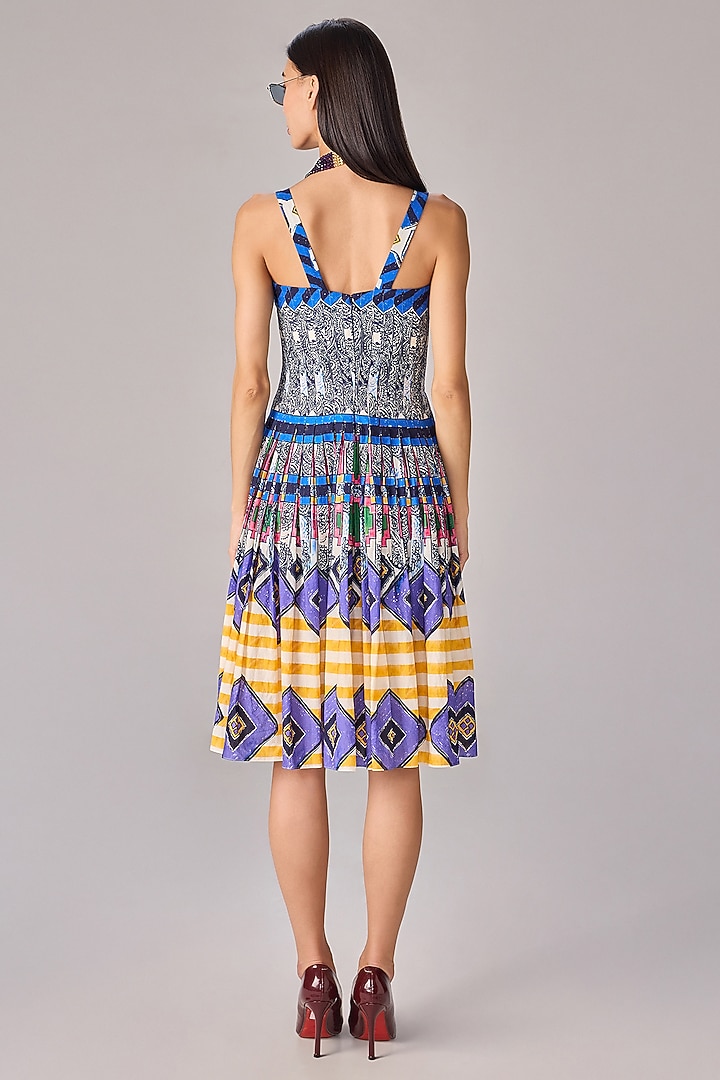 Multi-Colored Cambric Abstract Printed Midi Vacation Dress by Saaksha & Kinni at Pernia's Pop Up Shop