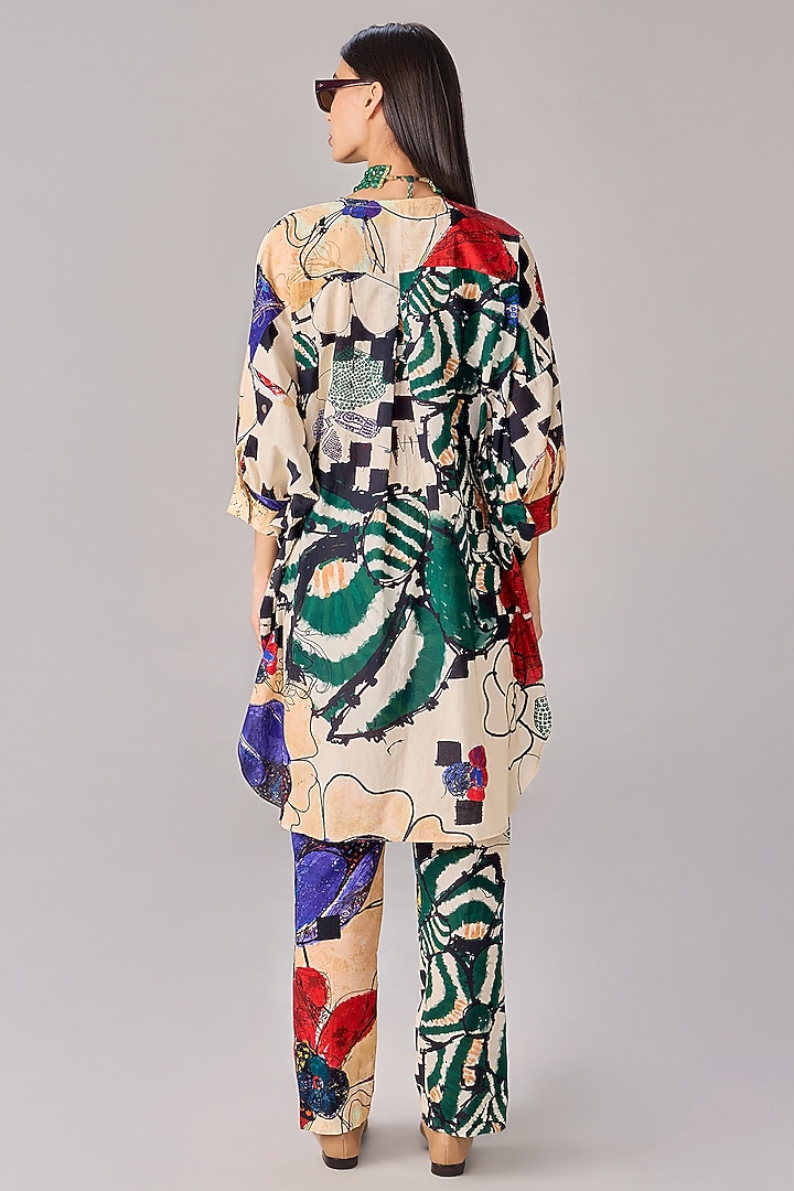Multi-Colored Cambric Floral Printed Asymmetric Tunic Set by Saaksha & Kinni at Pernia's Pop Up Shop
