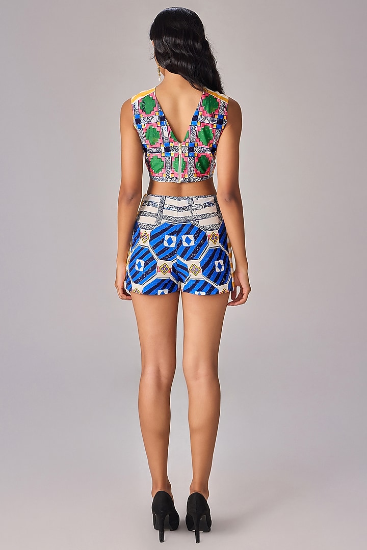 Multi-Colored Cambric Abstract Printed Co-Ord Set by Saaksha & Kinni at Pernia's Pop Up Shop