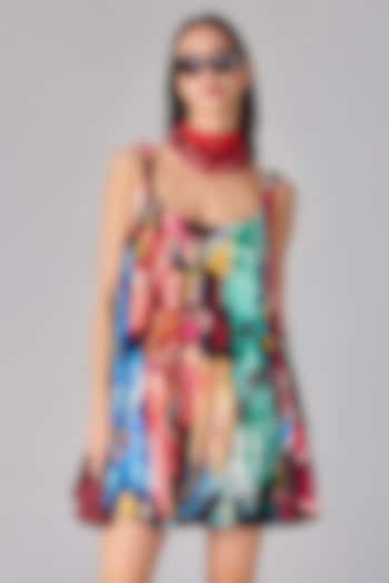 Multi-Colored Crepe Floral Printed Flared Mini Vacation Dress by Saaksha & Kinni at Pernia's Pop Up Shop