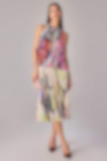 Multi-Colored Poly Florence Chiffon Floral Printed Skirt Set by Saaksha & Kinni at Pernia's Pop Up Shop