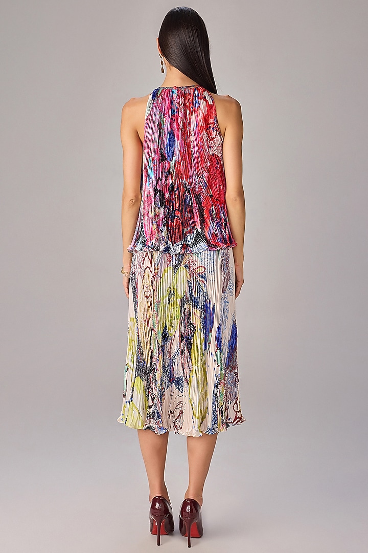 Multi-Colored Poly Florence Chiffon Floral Printed Skirt Set by Saaksha & Kinni at Pernia's Pop Up Shop