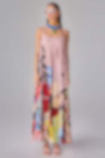 Light Pink Crepe Floral Printed Maxi Dress by Saaksha & Kinni at Pernia's Pop Up Shop