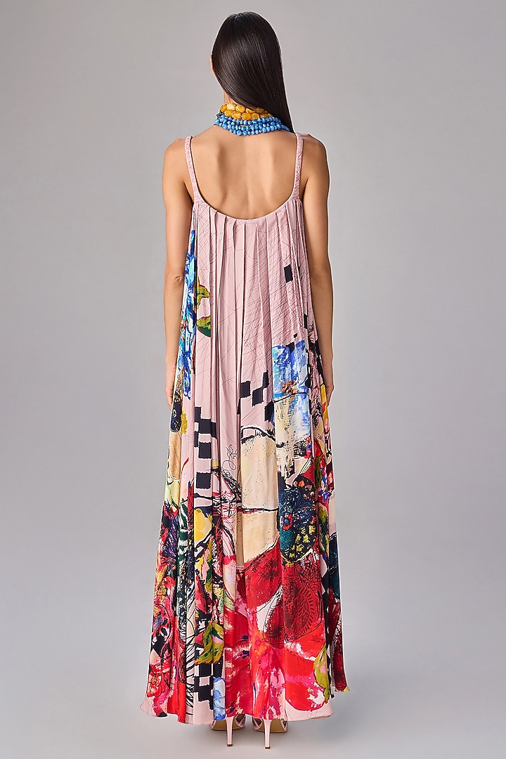 Light Pink Crepe Floral Printed Maxi Vacation Dress by Saaksha & Kinni at Pernia's Pop Up Shop