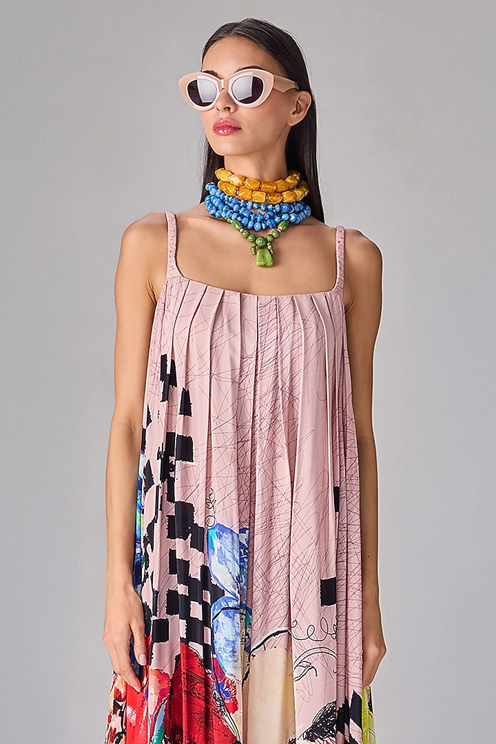 Light Pink Crepe Floral Printed Maxi Vacation Dress by Saaksha & Kinni at Pernia's Pop Up Shop