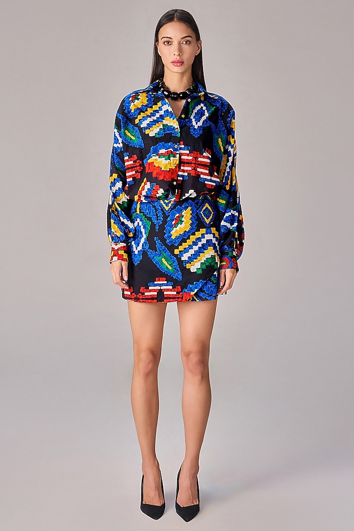 Multi-Colored Cambric Aztec Printed Co-Ord Set by Saaksha & Kinni at Pernia's Pop Up Shop