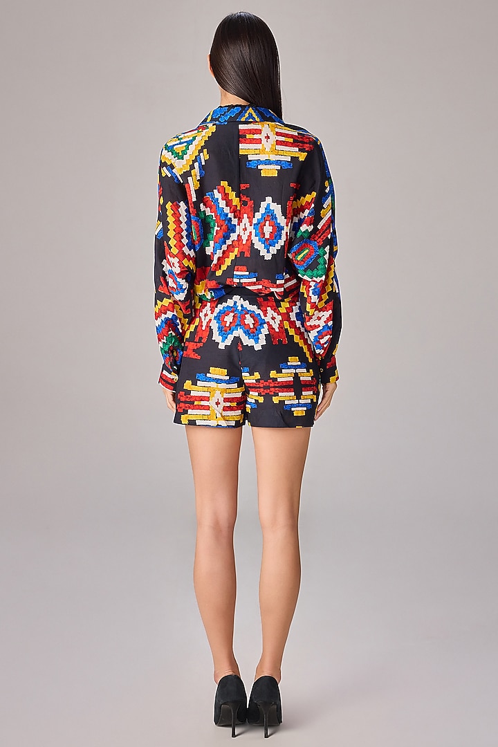 Multi-Colored Cambric Aztec Printed Co-Ord Set by Saaksha & Kinni at Pernia's Pop Up Shop