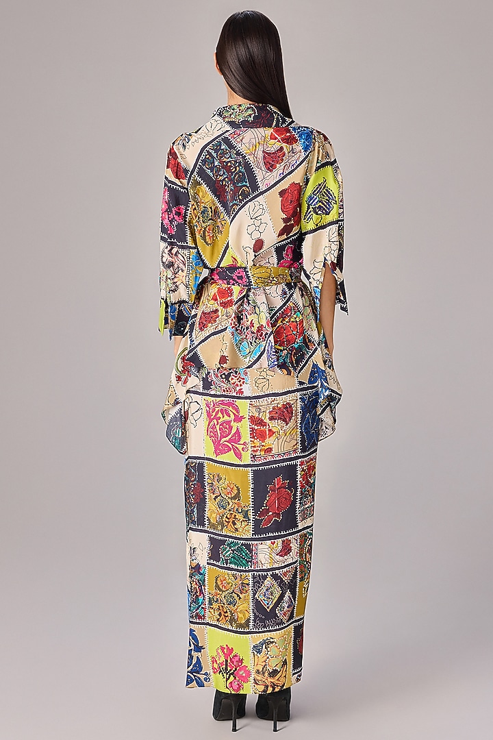 Multi-Colored Crepe Abstract Patchwork Printed Skirt Set by Saaksha & Kinni at Pernia's Pop Up Shop