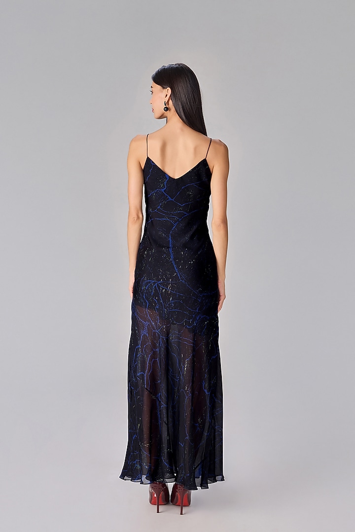 Black Chiffon Asymmetric Slip Maxi Vacation Dress by Saaksha & Kinni at Pernia's Pop Up Shop