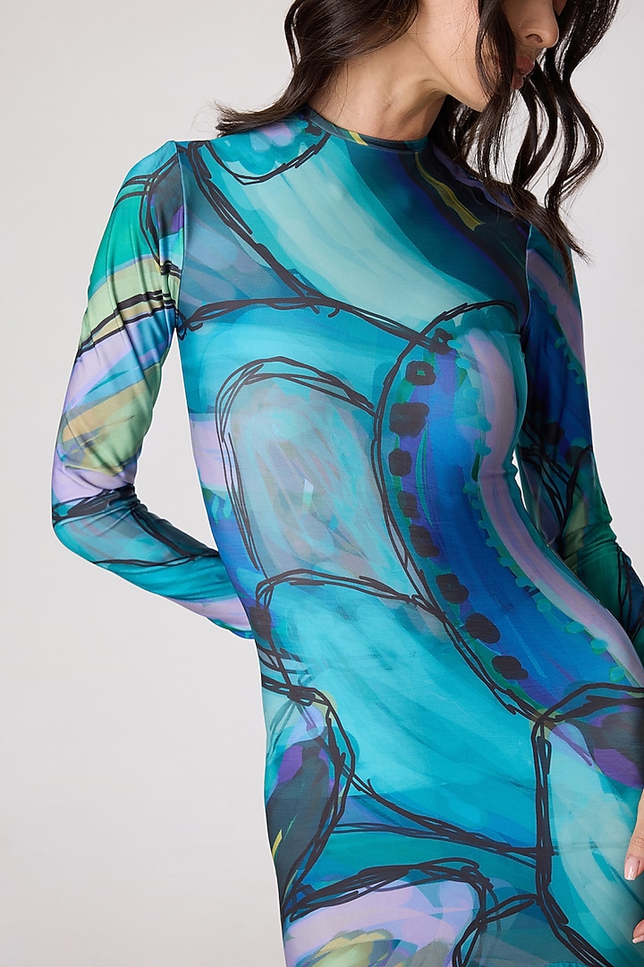 Multi-Colored Chiffon Abstract Printed Maxi Vacation Dress by Saaksha & Kinni at Pernia's Pop Up Shop