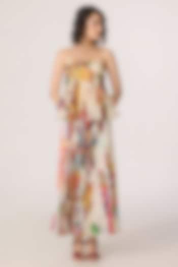 Multi-Colored Poly Florence Chiffon Floral Printed Skirt Set by Saaksha & Kinni at Pernia's Pop Up Shop