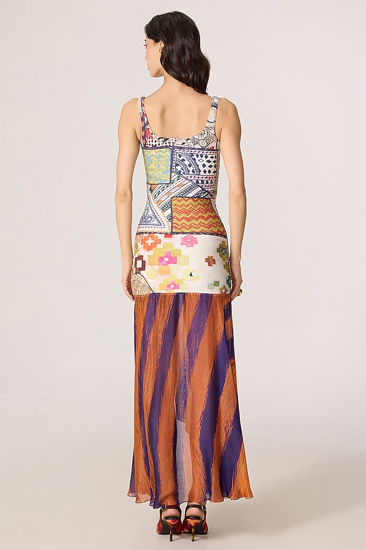 Multi-Colored Stretch Jersey Striped Fitted Maxi Vacation Dress by Saaksha & Kinni at Pernia's Pop Up Shop