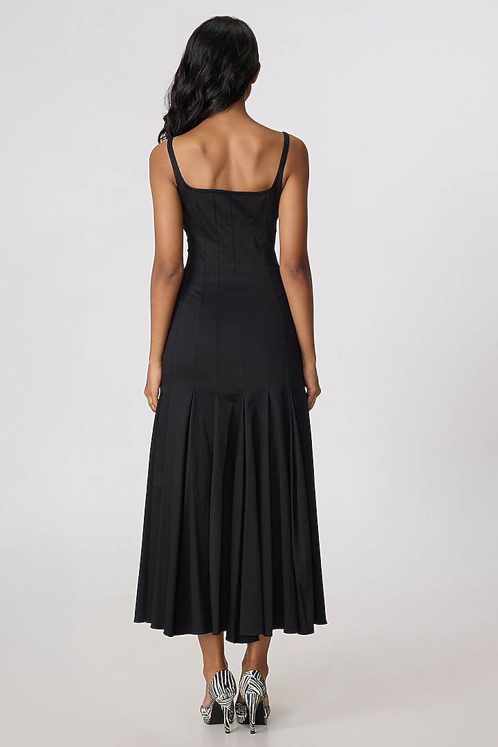Black Cotton Lycra Sleeveless Maxi Vacation Dress by Saaksha & Kinni at Pernia's Pop Up Shop