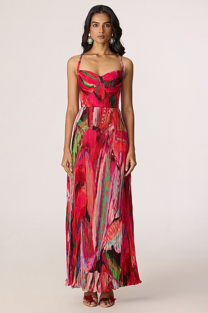 Multi-Colored Cotton Silk Floral Printed Maxi Vacation Dress by Saaksha & Kinni at Pernia's Pop Up Shop