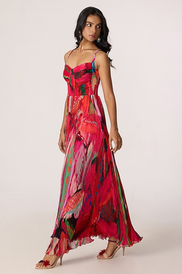 Multi-Colored Cotton Silk Floral Printed Maxi Vacation Dress by Saaksha & Kinni at Pernia's Pop Up Shop