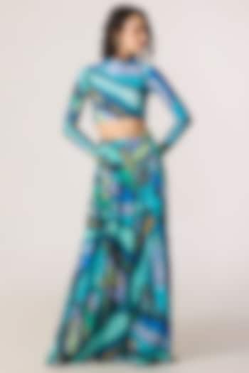 Multi-Colored Lycra Abstract Printed Co-Ord Set by Saaksha & Kinni at Pernia's Pop Up Shop