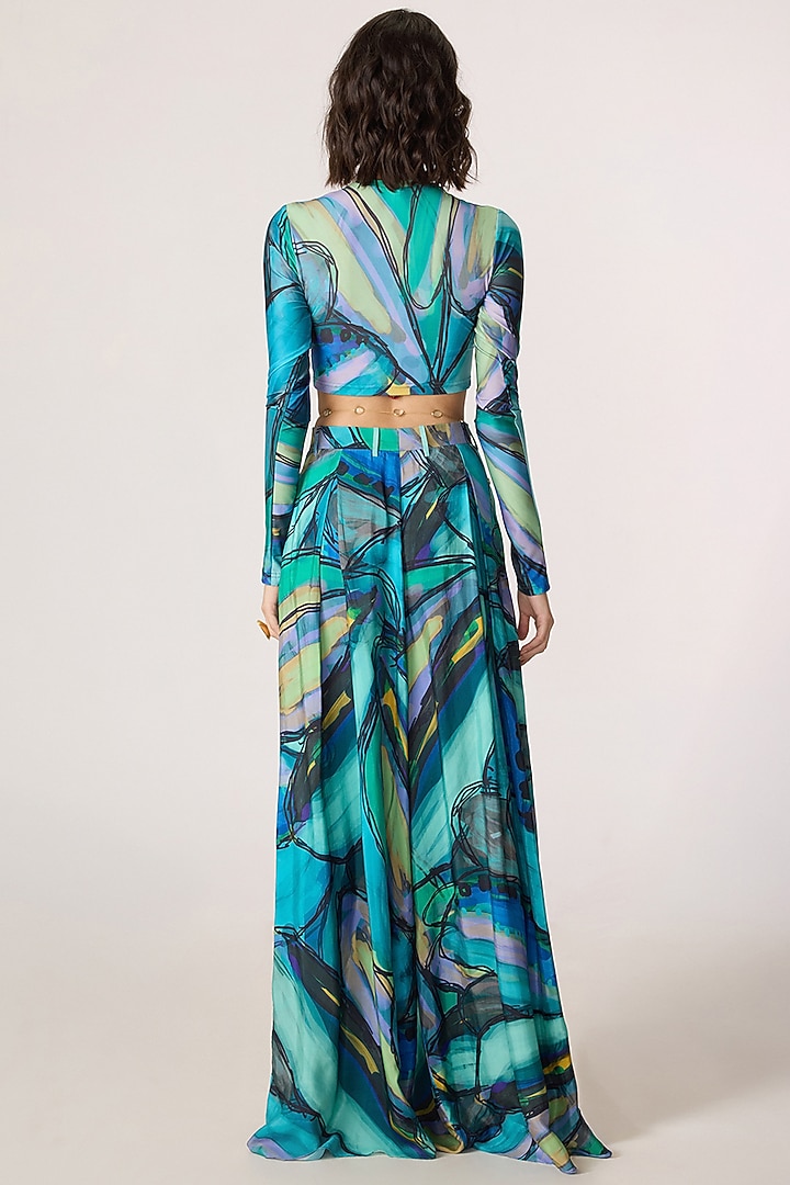 Multi-Colored Lycra Abstract Printed Co-Ord Set by Saaksha & Kinni at Pernia's Pop Up Shop