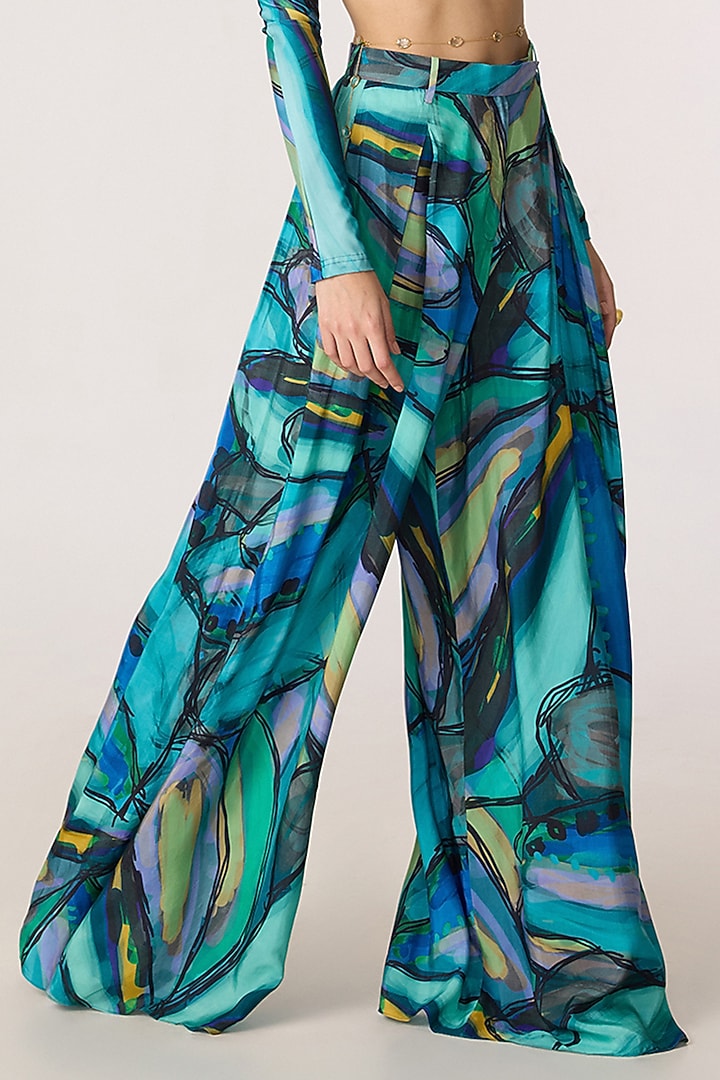 Multi-Colored Lycra Abstract Printed Co-Ord Set by Saaksha & Kinni at Pernia's Pop Up Shop