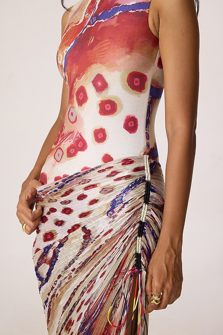 Multi-Colored Poly Florence Chiffon Tribal Printed Maxi Vacation Dress by Saaksha & Kinni at Pernia's Pop Up Shop