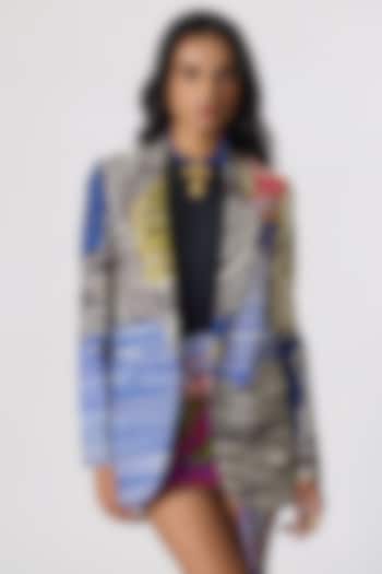 Multi-Colored Crepe Abstract Printed Blazer Set by Saaksha & Kinni at Pernia's Pop Up Shop