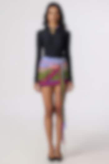 Multi-Colored Crepe Abstract Printed Mini Skirt Set by Saaksha & Kinni at Pernia's Pop Up Shop
