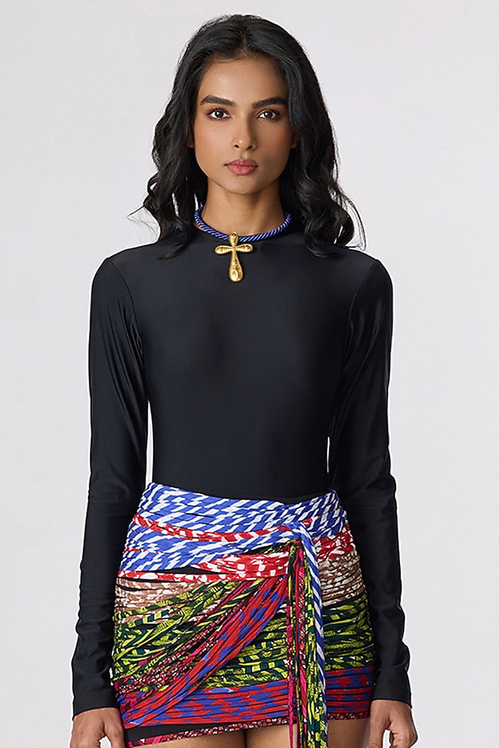 Multi-Colored Crepe Abstract Printed Mini Skirt Set by Saaksha & Kinni at Pernia's Pop Up Shop