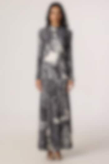 Grey Stretch Jersey Abstract Floral Printed Maxi Summer Dress by Saaksha & Kinni at Pernia's Pop Up Shop