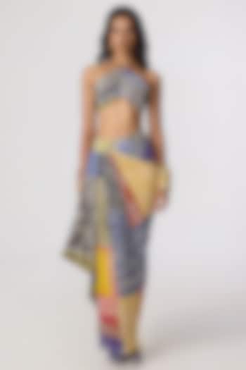 Multi-Colored Poly Florence Chiffon Abstract Striped Skirt Set by Saaksha & Kinni at Pernia's Pop Up Shop