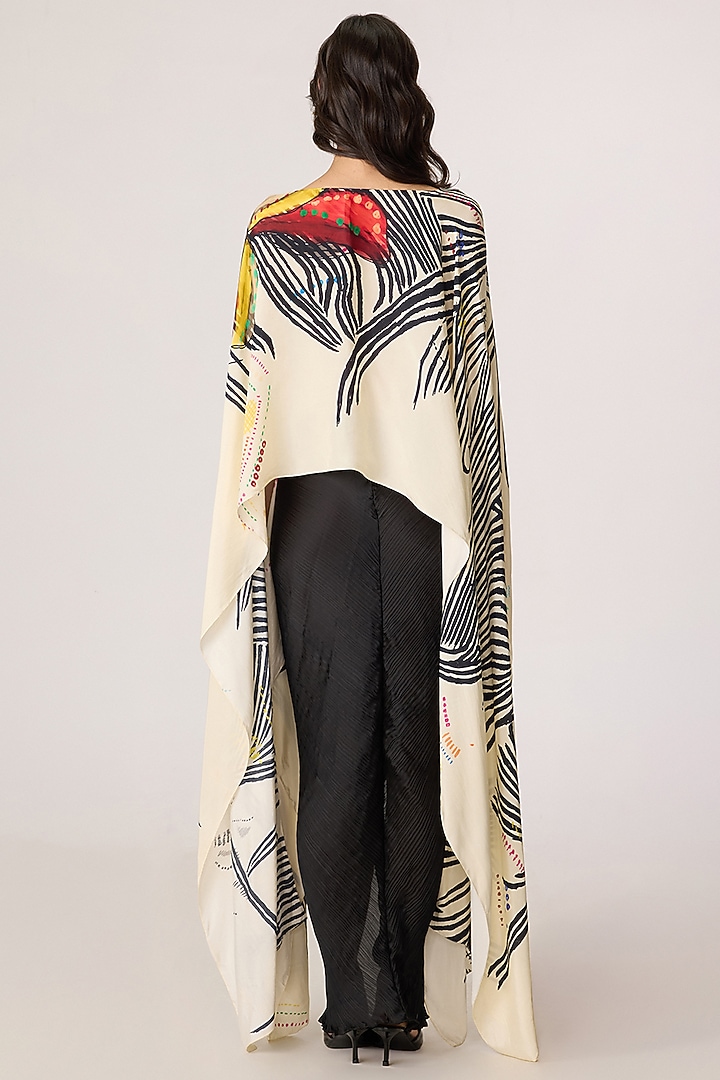 Multi-Colored Habutai Abstract Floral Printed Cape Set by Saaksha & Kinni at Pernia's Pop Up Shop