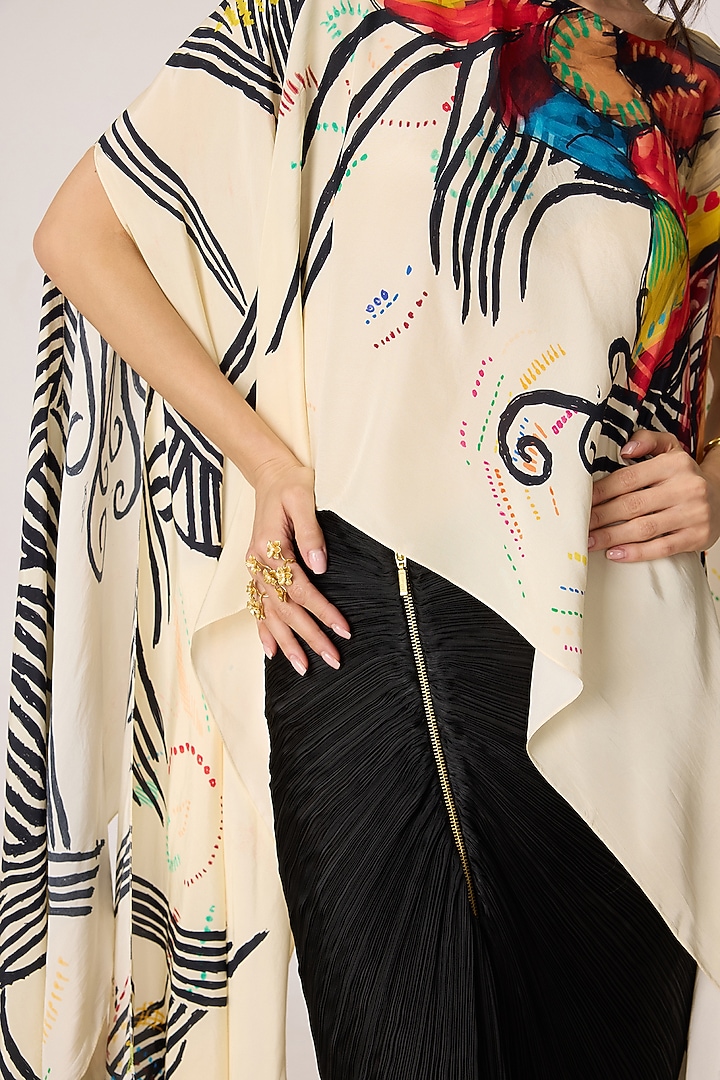 Multi-Colored Habutai Abstract Floral Printed Cape Set by Saaksha & Kinni at Pernia's Pop Up Shop
