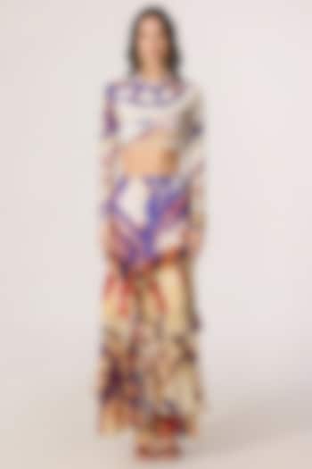 Multi-Colored Stretch Jersey Tribal Printed Skirt Set by Saaksha & Kinni at Pernia's Pop Up Shop