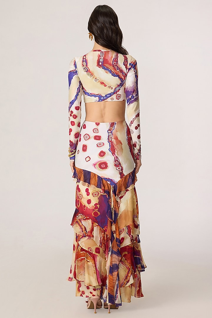 Multi-Colored Stretch Jersey Tribal Printed Skirt Set by Saaksha & Kinni at Pernia's Pop Up Shop