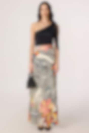 Multi-Colored Crepe Abstract Printed One-Shoulder Maxi Vacation Dress by Saaksha & Kinni at Pernia's Pop Up Shop