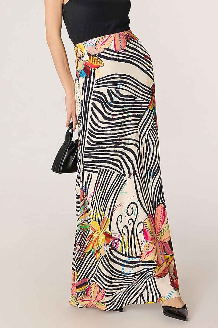 Multi-Colored Crepe Abstract Printed One-Shoulder Maxi Vacation Dress by Saaksha & Kinni at Pernia's Pop Up Shop