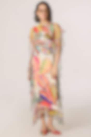 Multi-Colored Habutai Abstract Floral Printed Maxi Vacation Dress by Saaksha & Kinni at Pernia's Pop Up Shop
