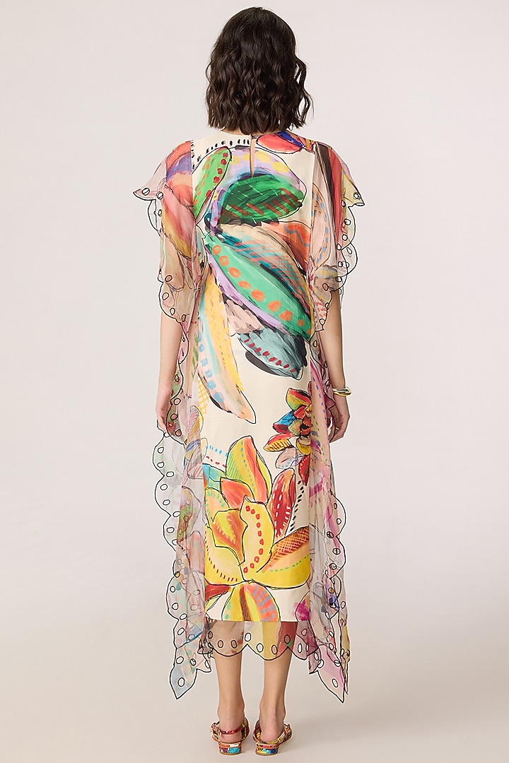 Multi-Colored Habutai Abstract Floral Printed Maxi Vacation Dress by Saaksha & Kinni at Pernia's Pop Up Shop