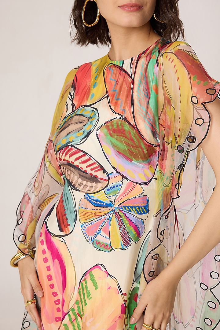 Multi-Colored Habutai Abstract Floral Printed Maxi Vacation Dress by Saaksha & Kinni at Pernia's Pop Up Shop