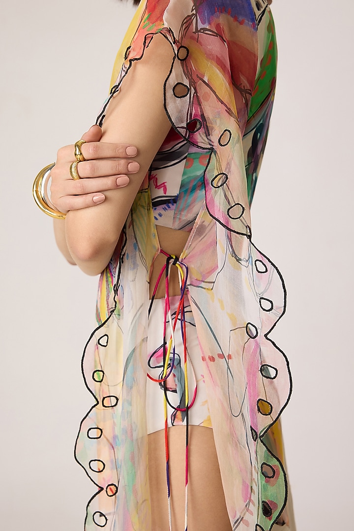 Multi-Colored Habutai Abstract Floral Printed Maxi Vacation Dress by Saaksha & Kinni at Pernia's Pop Up Shop