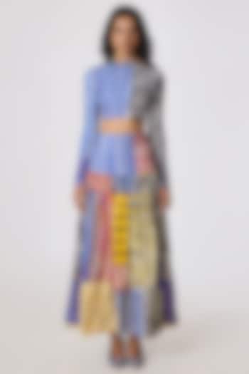 Multi-Colored Cotton Lycra Abstract Floral Printed Skirt Set by Saaksha & Kinni at Pernia's Pop Up Shop